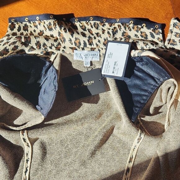St. John Leopard Print Wool Blazer & Skirt Set, Size 4, Brown, Black, & Gold - Picture 12 of 14